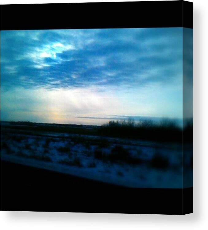 Drivingpicture Canvas Print featuring the photograph #sky #sk #sask #saskatchewan by Trenton Entwistle