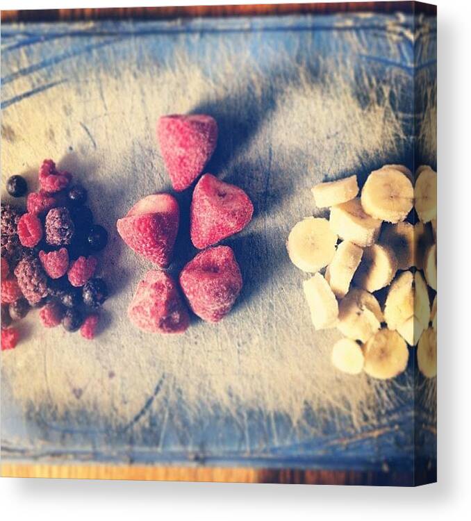 Blueberries Canvas Print featuring the photograph #smoothie #time #strawberries by Mike Poggioli