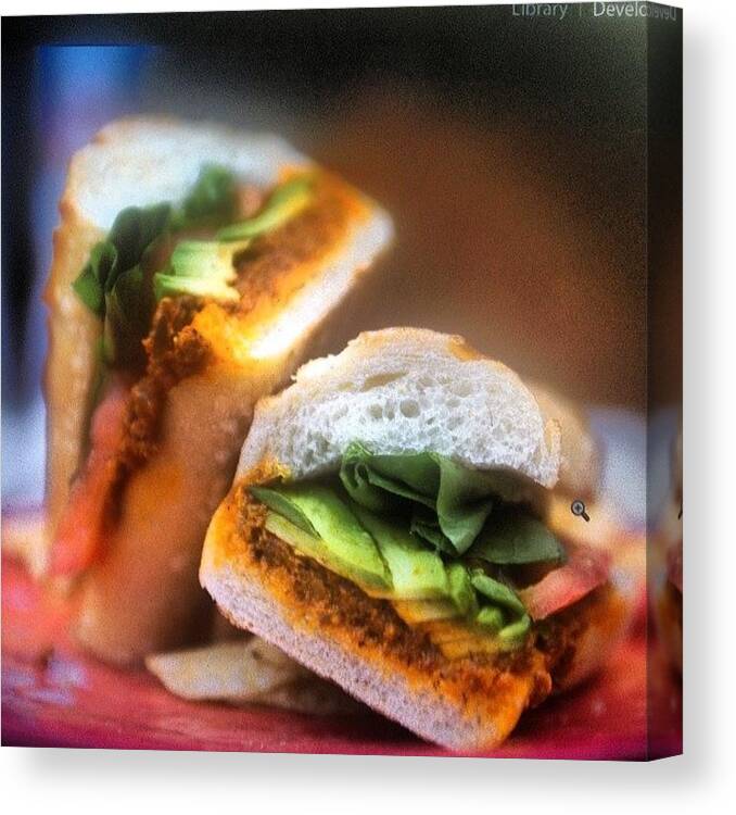  Canvas Print featuring the photograph Sneak Peek At The Amazing Sandwiches At by Amber Crago
