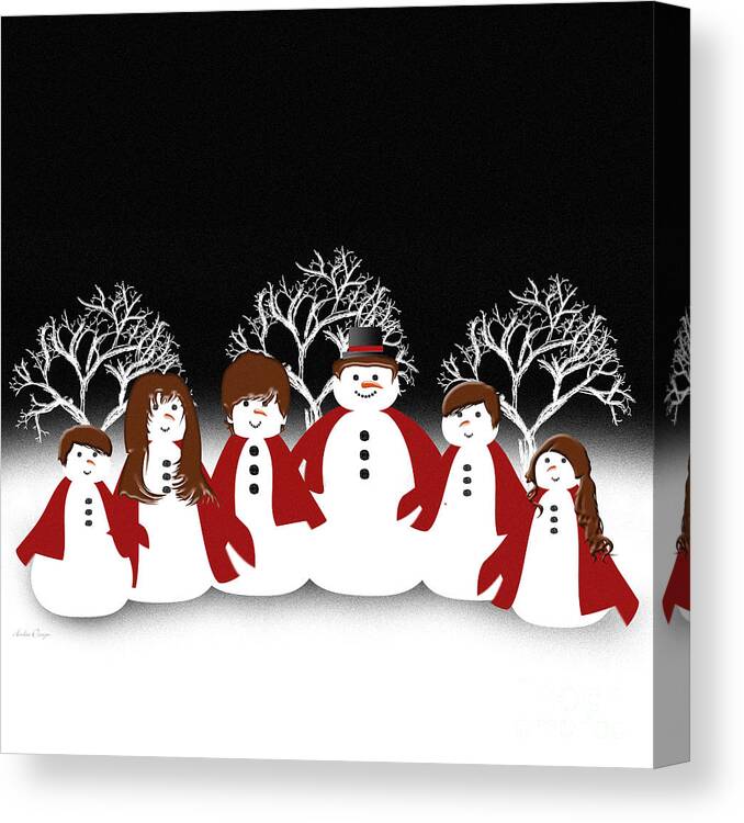 Andee Design Abstract Canvas Print featuring the digital art Snow Family 2 Square by Andee Design