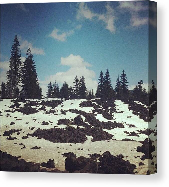 Beautiful Canvas Print featuring the photograph Snow On Lava :) by Courtney Allison