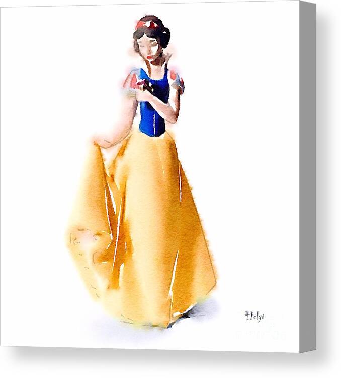 Aquarelle Canvas Print featuring the painting Snow White by HELGE Art Gallery