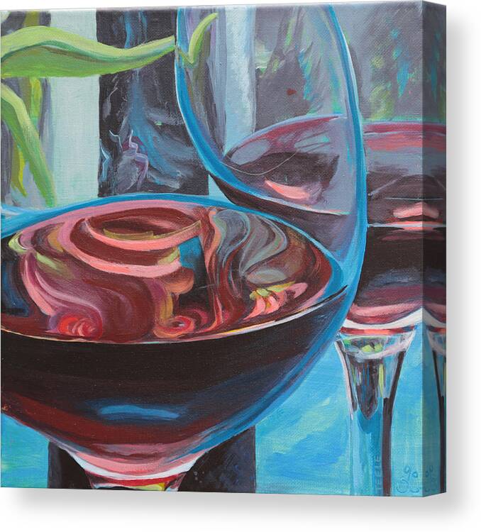 Wine Canvas Print featuring the painting So by Trina Teele