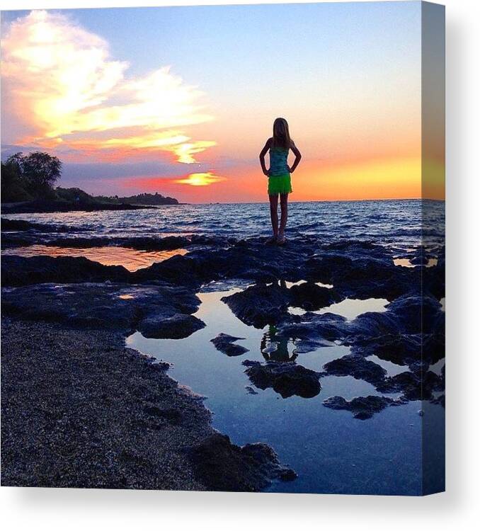 Keiki Canvas Print featuring the photograph Fia Reflects on Hawaiian Sunset by Eugene Evon