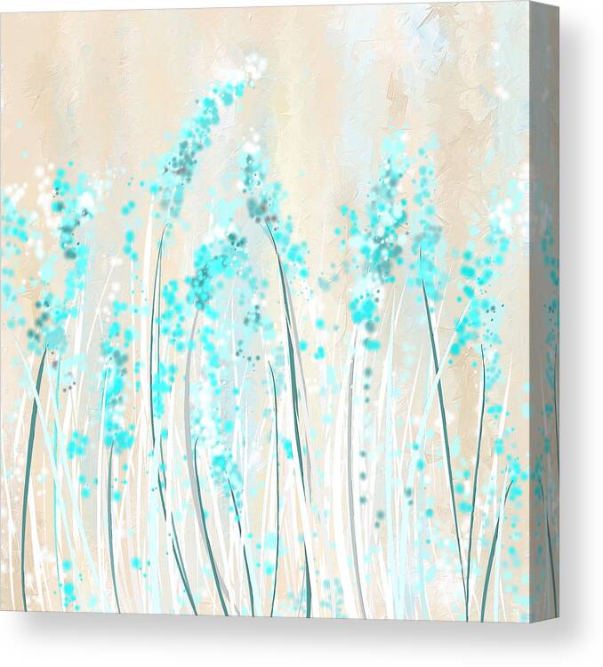 Blue Canvas Print featuring the painting Soft Blues- Teal And Cream Art by Lourry Legarde