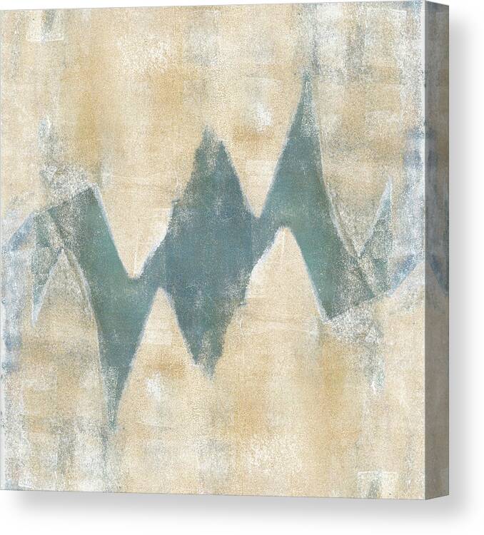 Monoprint Canvas Print featuring the mixed media Softly Green 2 Square by Carol Leigh