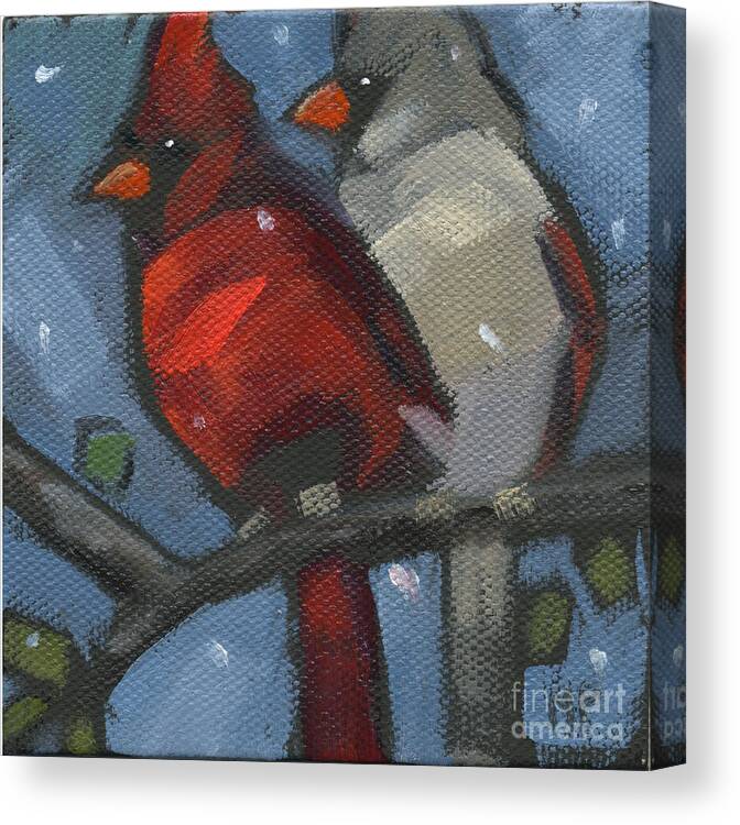 Cardinals Canvas Print featuring the painting SOLD We Are Family by Nancy Parsons