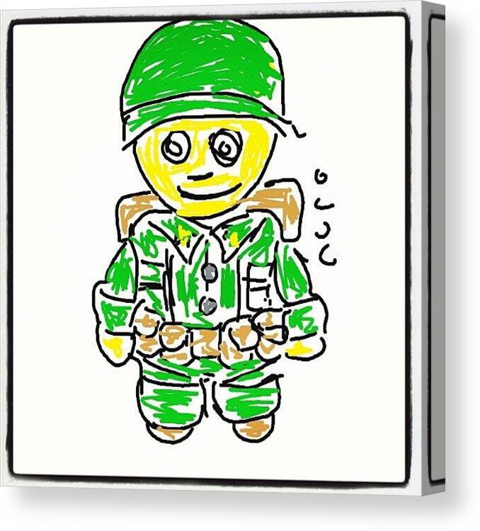 Draw Canvas Print featuring the photograph #soldier #cartoon #caricatures #sketch by Nuno Marques