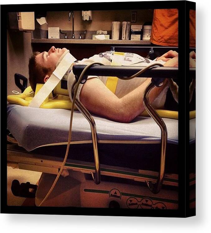 Wrestlingpractice Canvas Print featuring the photograph #son #er #wrestlingpractice #injury by S Smithee