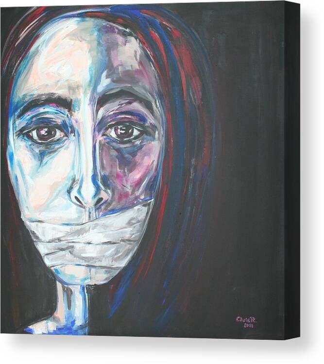 Woman Canvas Print featuring the painting Sound Of Silence by Christel Roelandt