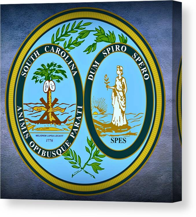 South Carolina Canvas Print featuring the digital art South Carolina State Seal by Movie Poster Prints