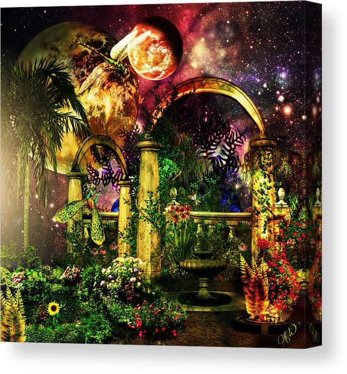 Space Garden Canvas Print featuring the mixed media Space Garden by Ally White