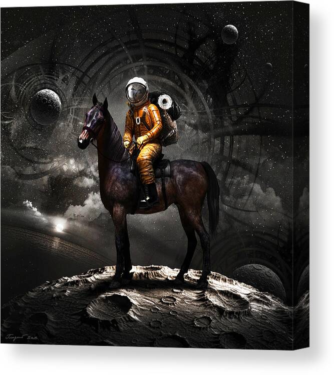 Space Canvas Print featuring the digital art Space tourist by Vitaliy Gladkiy