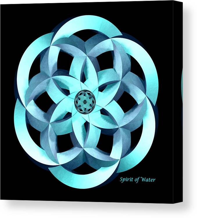 Moebius Canvas Print featuring the digital art Spirit of Water 1 - Blue by David Voutsinas