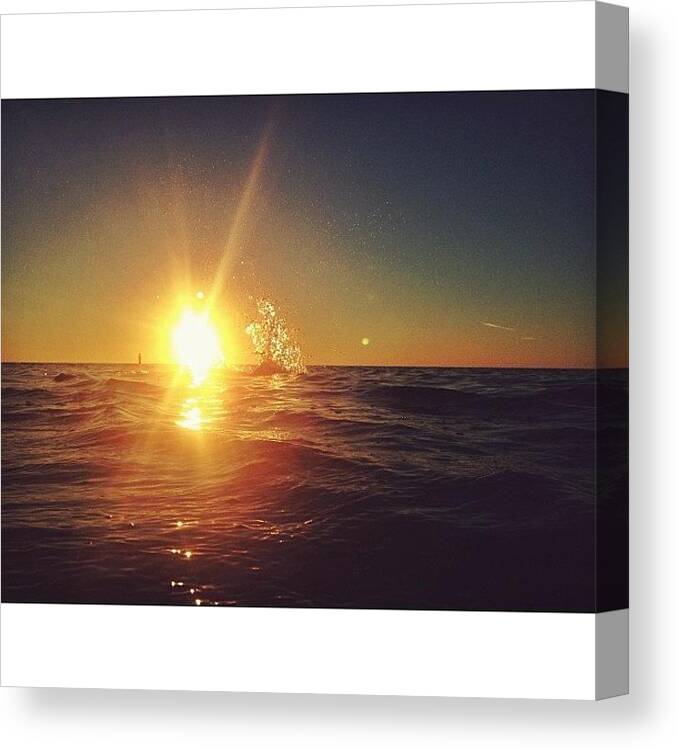 Beautiful Canvas Print featuring the photograph Splish Splash Sunset by Anastacia Gray