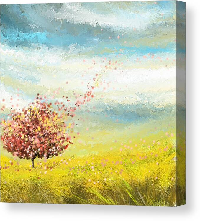 Four Seasons Canvas Print featuring the painting Spring-Four Seasons Paintings by Lourry Legarde