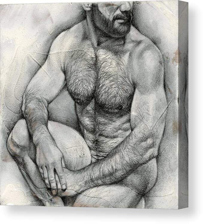 Male Canvas Print featuring the drawing Square Composition 2 by Chris Lopez