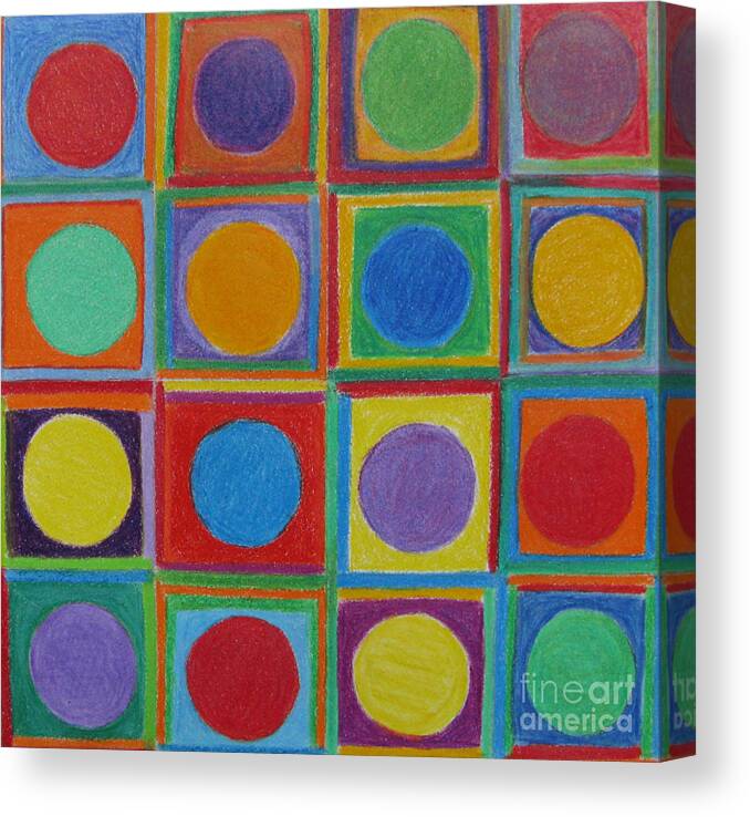 Squares Canvas Print featuring the drawing Squares and Circles by Patricia Januszkiewicz