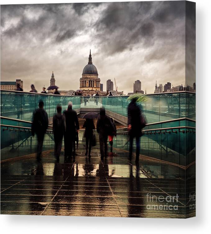 St Paul's Cathedral Canvas Print featuring the photograph St Paul's in the rain by Jane Rix