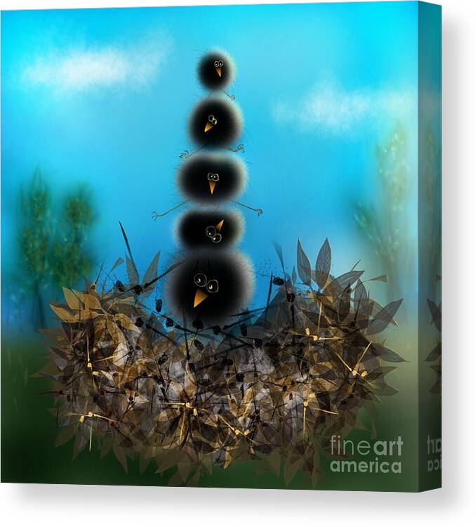 Humor Canvas Print featuring the digital art Stack O Fuzzies by Mary Eichert