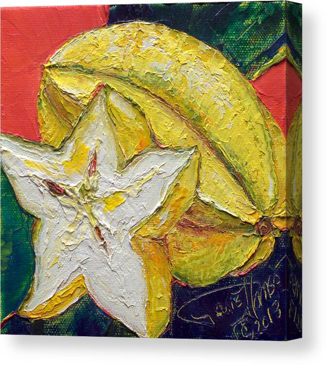Star Canvas Print featuring the painting Star Fruit Still Life by Paris Wyatt Llanso