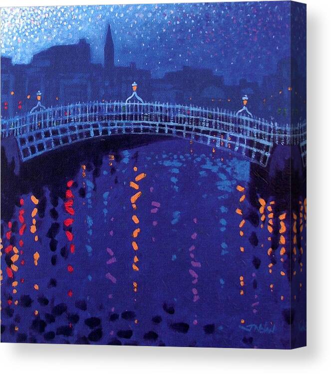 Acrylic Canvas Print featuring the painting Starry Night In Dublin by John Nolan