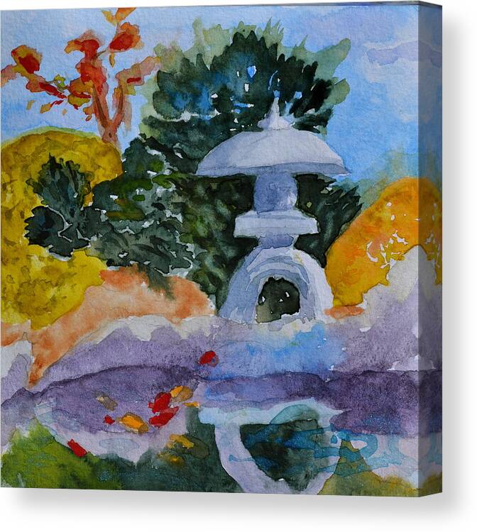 Japanese Canvas Print featuring the painting Stone Lantern by Beverley Harper Tinsley