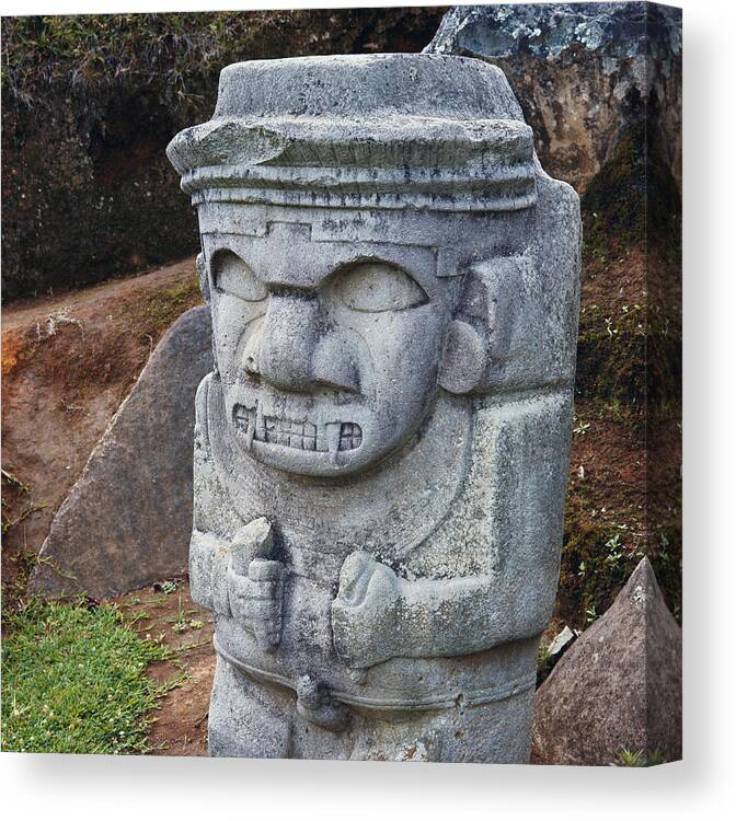 Ancient Canvas Print featuring the photograph Stone Warrior, Colombia by George Holton