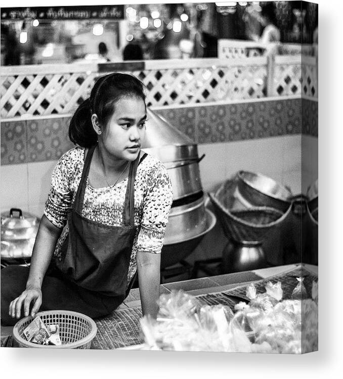 Selling Canvas Print featuring the photograph Street Market, Thailand by Aleck Cartwright