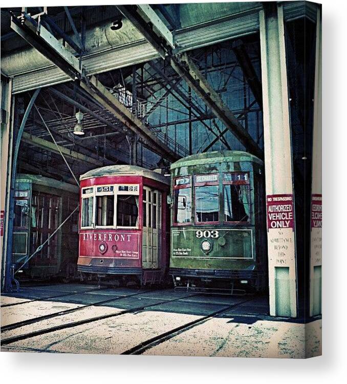 New Orleans Canvas Print featuring the photograph Streetcar Barn New Orleans by Glen Abbott