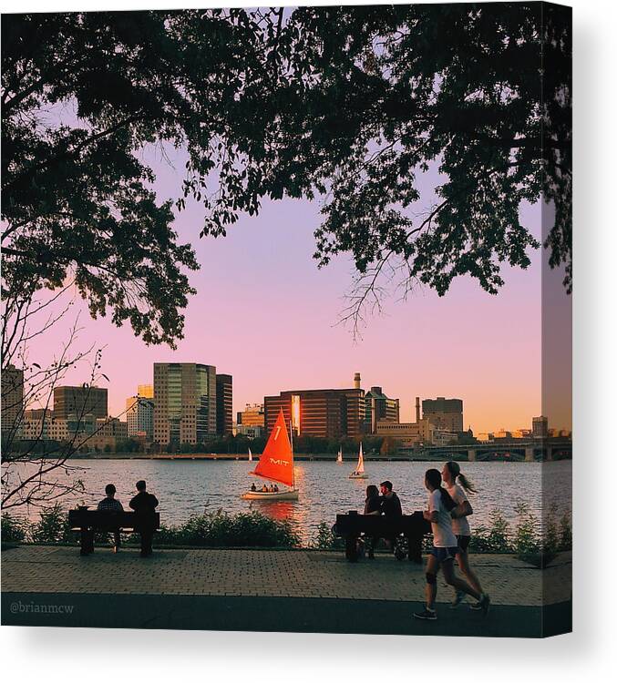  Canvas Print featuring the photograph Summer Night Activities on the Esplanade by Brian McWilliams