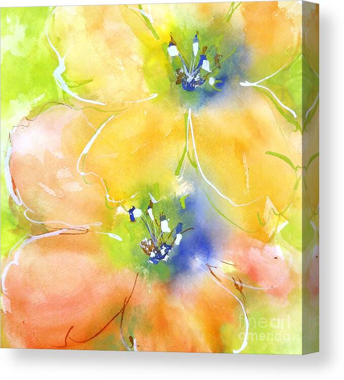 Original And Printed Watercolors Canvas Print featuring the painting Summer Poppies 1 by Chris Paschke