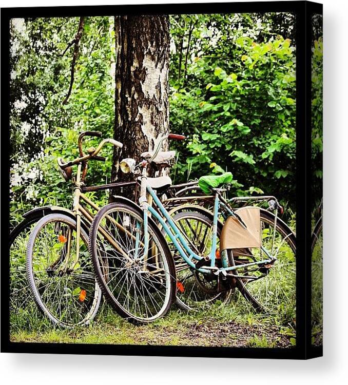 Summer Canvas Print featuring the photograph #summer With The #vintage #bicycle by Morten Skjelfoss