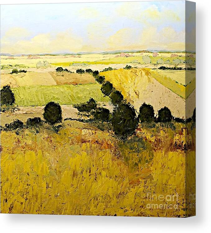 Landscape Canvas Print featuring the painting Summers End by Allan P Friedlander