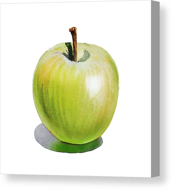 Apple Canvas Print featuring the painting Sun Kissed Green Apple by Irina Sztukowski