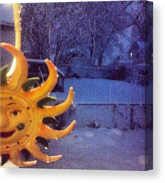  Canvas Print featuring the photograph Sun Sculpture Against A Snowy Backdrop by Genevieve Esson