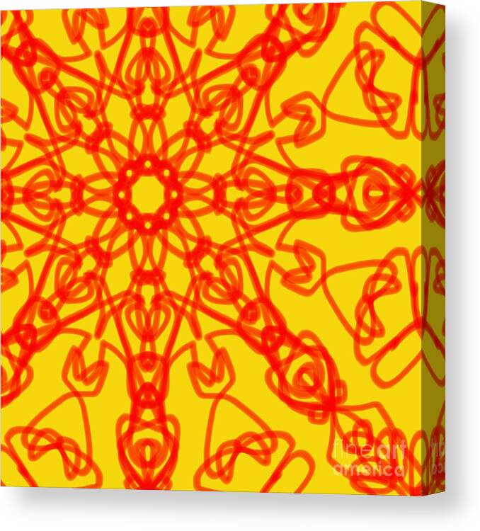 Orange Canvas Print featuring the digital art Sunbeam Kaleidoscope by Sharon Woerner