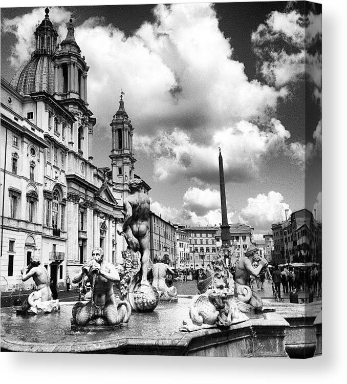 Rome Canvas Print featuring the photograph Sunday Stroll #rome #italy by Rebecca Holland