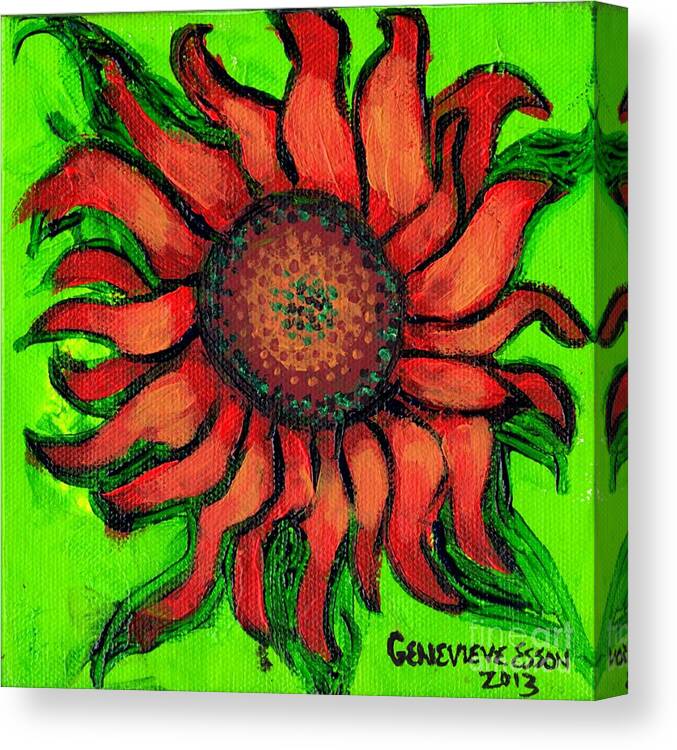 Sunflowr Canvas Print featuring the painting Sunflower 3 by Genevieve Esson