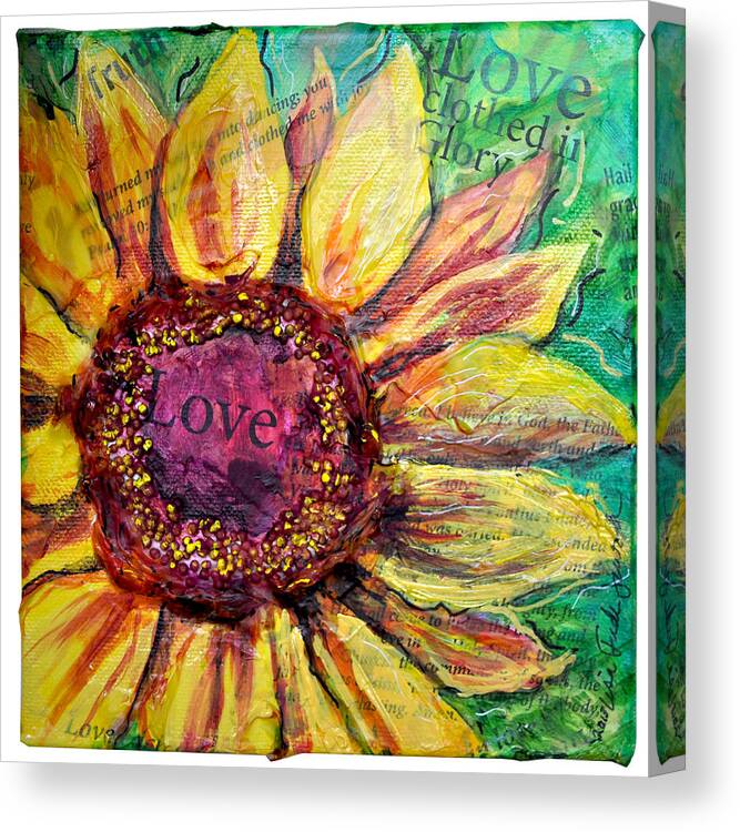Sunflower Canvas Print featuring the painting Sunflower Love by Lisa Jaworski