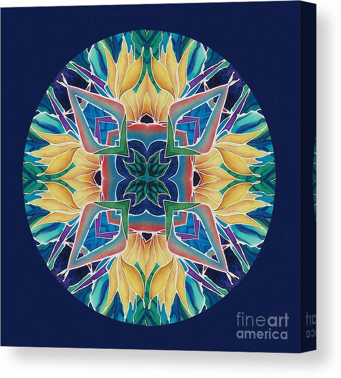 Mandala Canvas Print featuring the painting Sunflower Mandala by Francine Dufour Jones
