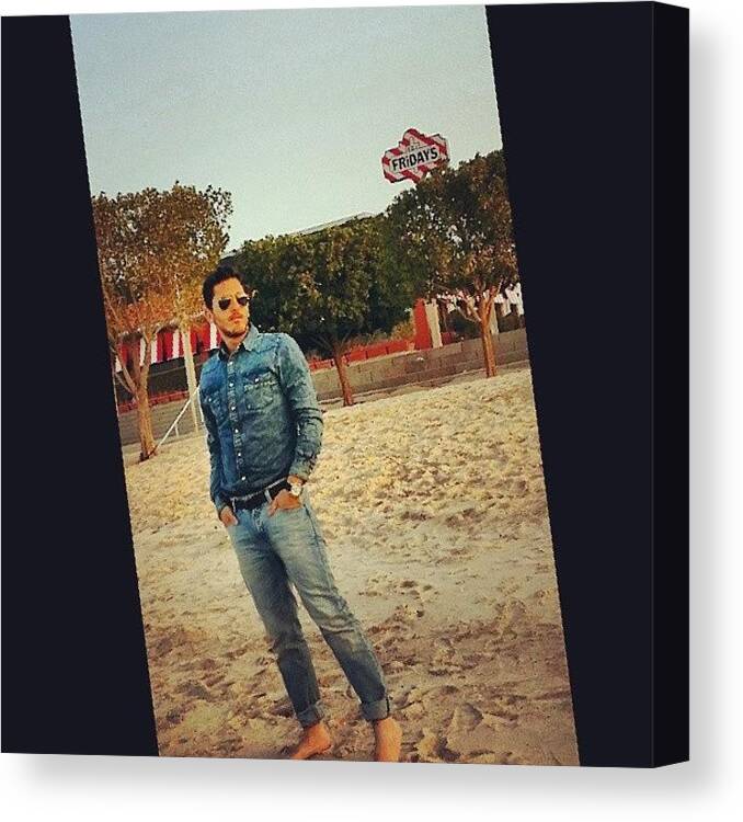 Beach Canvas Print featuring the photograph #sunnyday #sunglasses #rayban #fridays by Moe Bat