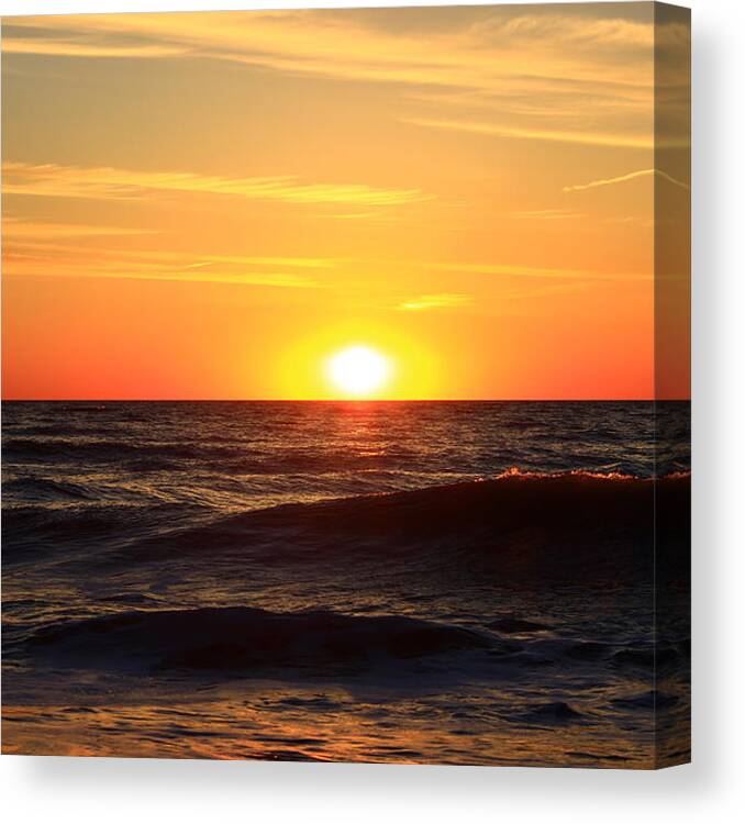 Sunset Canvas Print featuring the photograph Sunrise at the Beach by Jeff Hawley