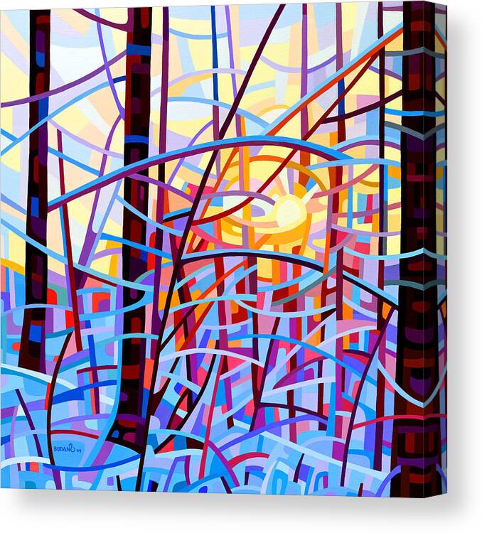 Abstract Canvas Print featuring the painting Sunrise by Mandy Budan