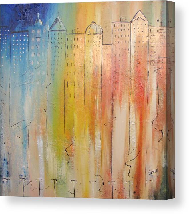 New York Canvas Print featuring the painting Sunrise On New York by Gary Smith