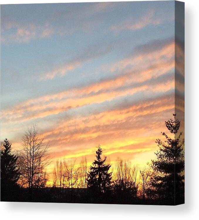  Canvas Print featuring the photograph Sunset After Another Snow Storm. Not As by Nancy Gilbert-Taylor