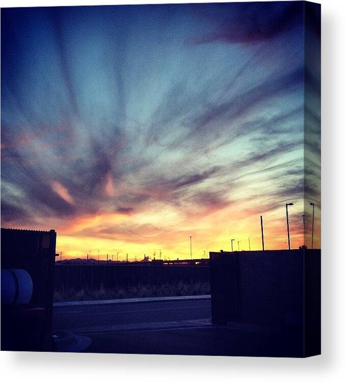 Chicagocubs Canvas Print featuring the photograph Sunset At Cubs Stadium. #chicagocubs by Shianna Hyslop