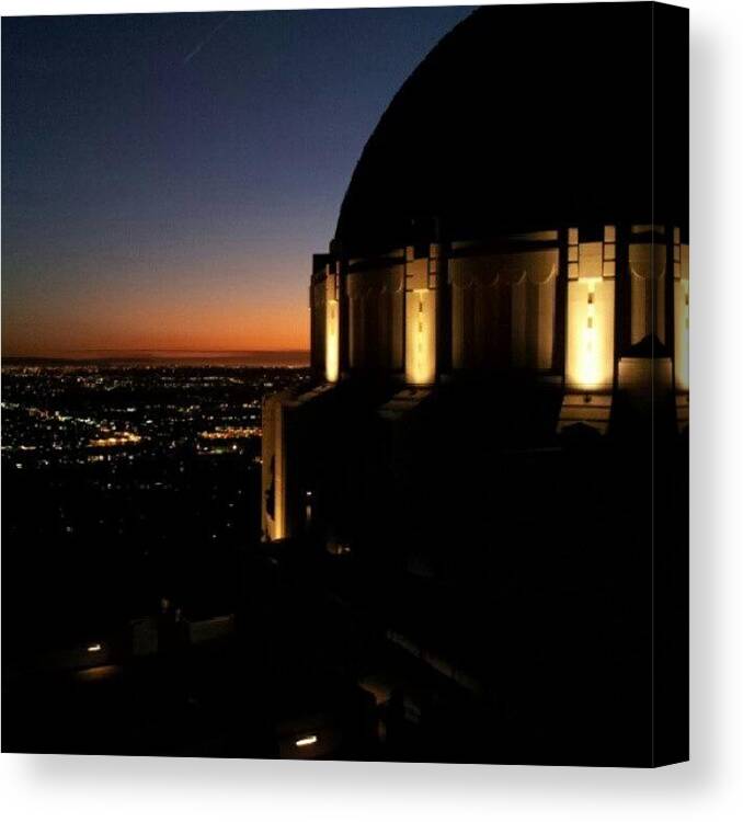 Los Angeles Canvas Print featuring the photograph Sunset At The Griffith Observatory by Brett Dewey