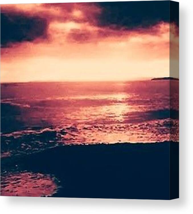 Sunset Beach Red Sea Ocean Sky Clouds Earth Love Background Canvas Print featuring the photograph Sunset Beach Red by Candy Floss Happy