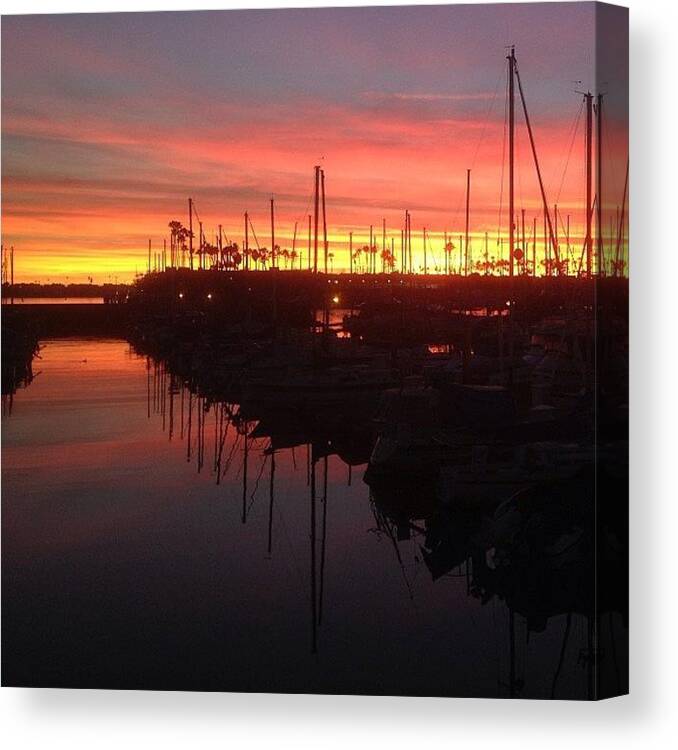 Beautiful Canvas Print featuring the photograph #sunset #clouds #boats #marina #scenic by Daniel Corson